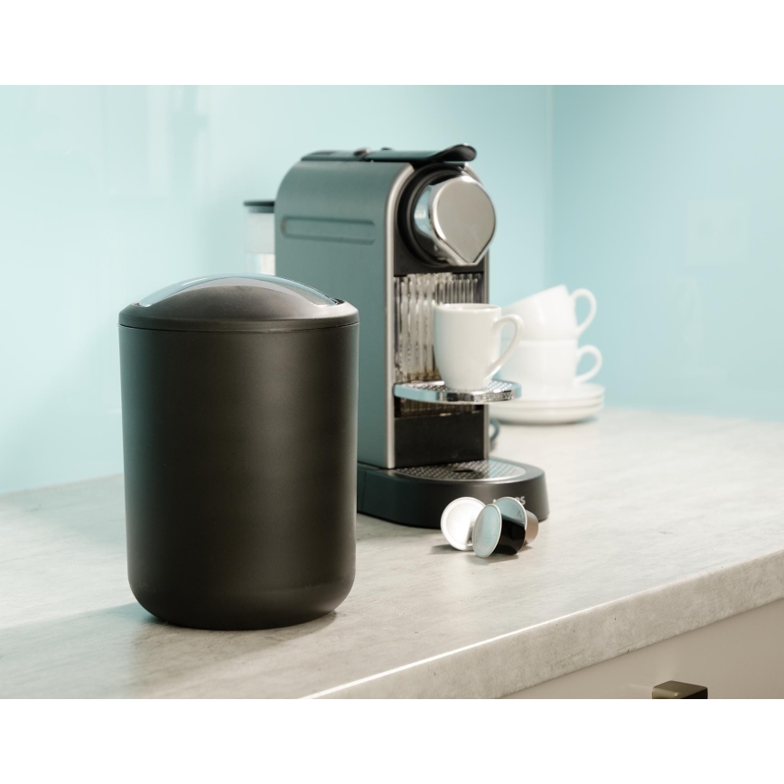 WENKO 21211100 - Poubelle BRASIL 14x21 cm noir/chrome brillant