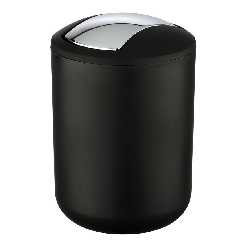 WENKO 21211100 - Poubelle BRASIL 14x21 cm noir/chrome brillant