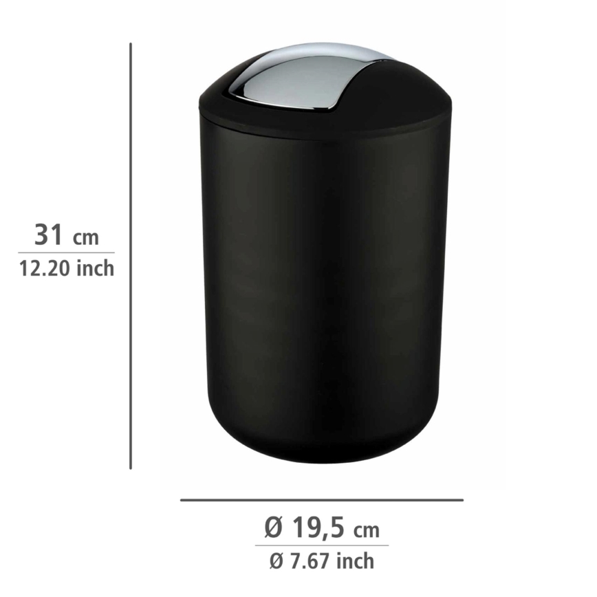 WENKO 21212100 - Corbeille BRASIL 19,5x31 cm noir/chrome brillant
