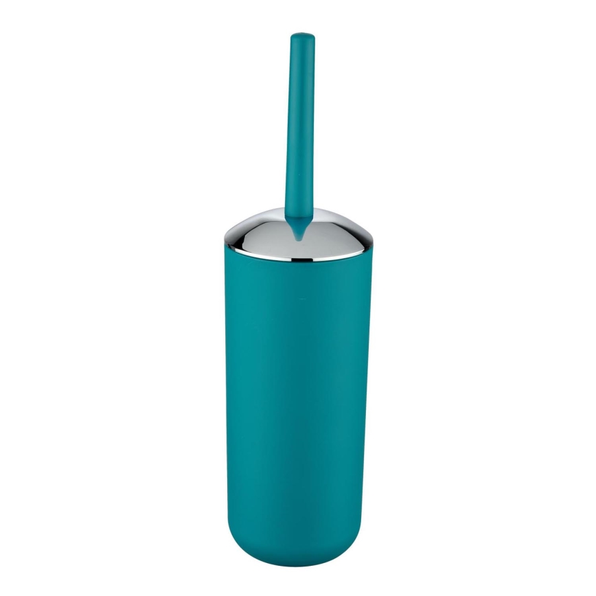 WENKO 21225100 - Brosse WC BRASIL 10x37 cm turquoise/chrome brillant