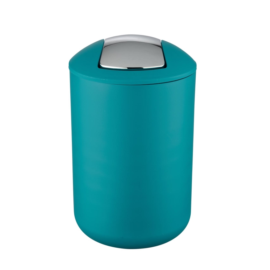 WENKO 21227100 - Poubelle BRASIL 19,5x31 cm turquoise/chrome brillant