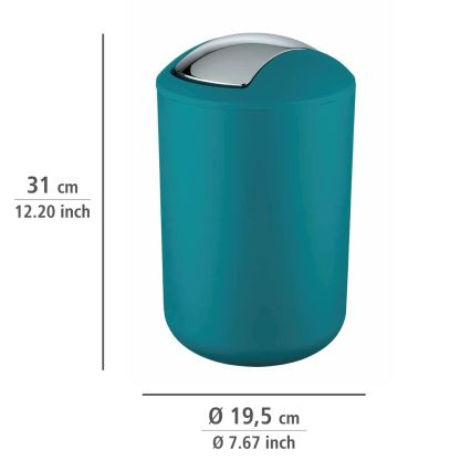 WENKO 21227100 - Poubelle BRASIL 19,5x31 cm turquoise/chrome brillant