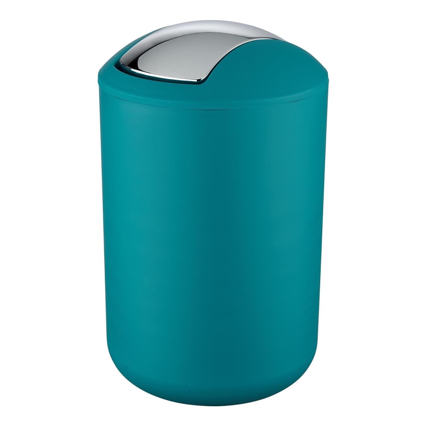 WENKO 21227100 - Poubelle BRASIL 19,5x31 cm turquoise/chrome brillant