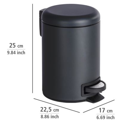 WENKO 22143800 - Corbeille LEMAN 17x25 cm noire