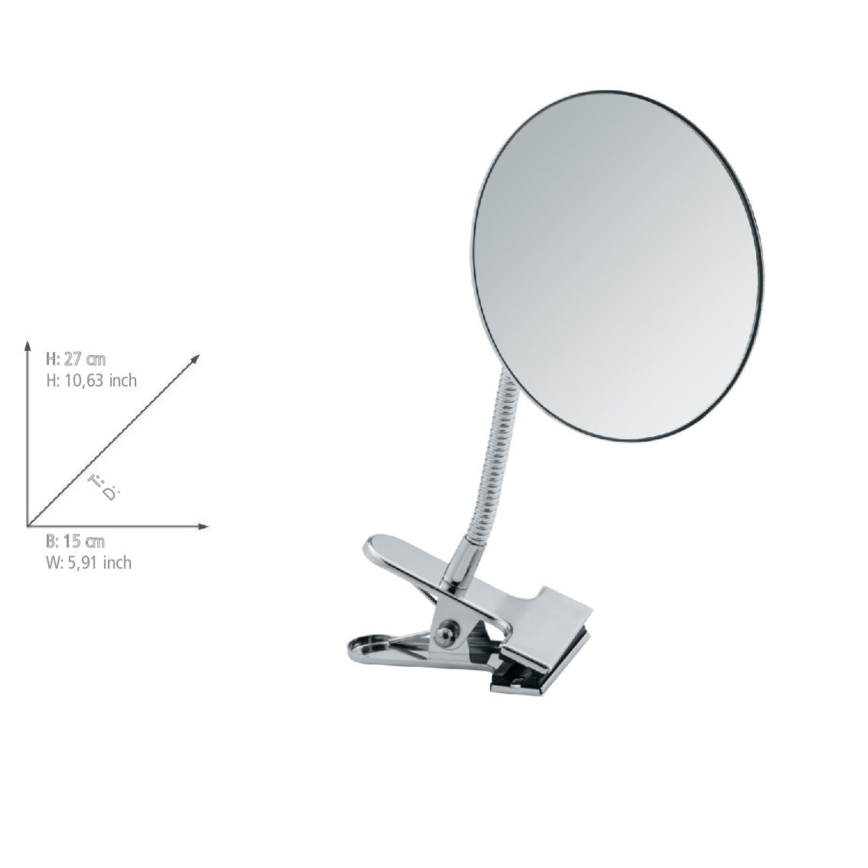 WENKO 22195100 - Miroir de maquillage CLIP 15x27 cm chrome brillant
