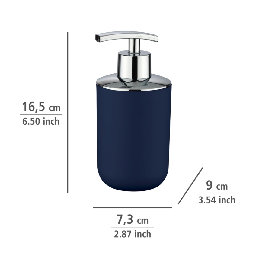 WENKO 22519100 - Distributeur de savon BRASIL 320 ml bleu/chrome brillant