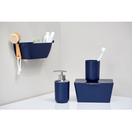 WENKO 22519100 - Distributeur de savon BRASIL 320 ml bleu/chrome brillant