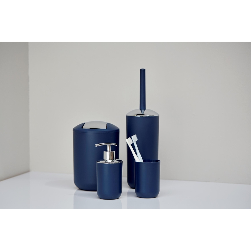 WENKO 22519100 - Distributeur de savon BRASIL 320 ml bleu/chrome brillant
