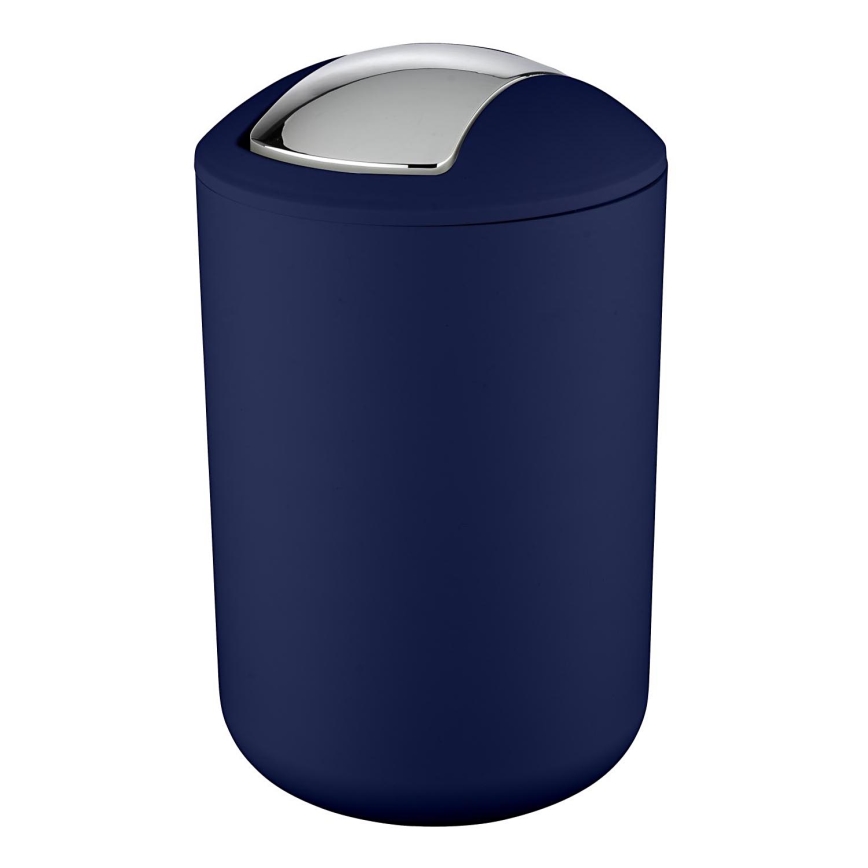 WENKO 22521100 - Poubelle BRASIL 19,5x31 cm bleu/chrome brillant