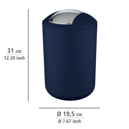 WENKO 22521100 - Poubelle BRASIL 19,5x31 cm bleu/chrome brillant