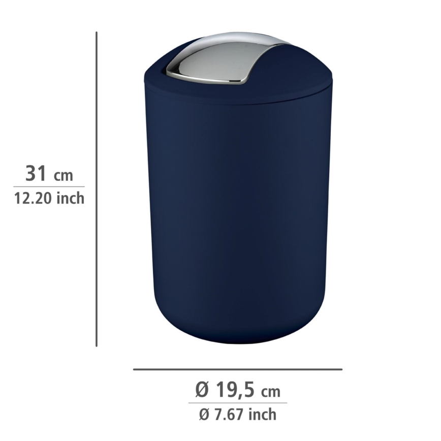 WENKO 22521100 - Poubelle BRASIL 19,5x31 cm bleu/chrome brillant