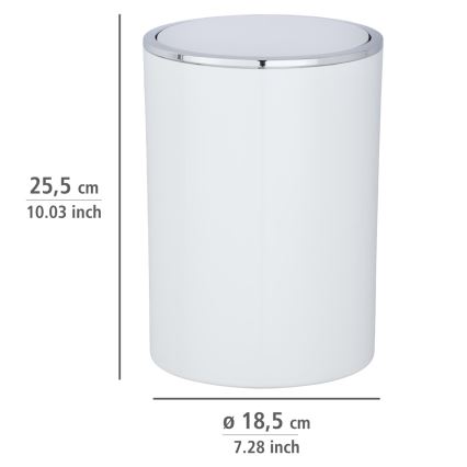 WENKO 22554100 - Poubelle INCA 18,5x25,5 cm blanche/chrome brillant