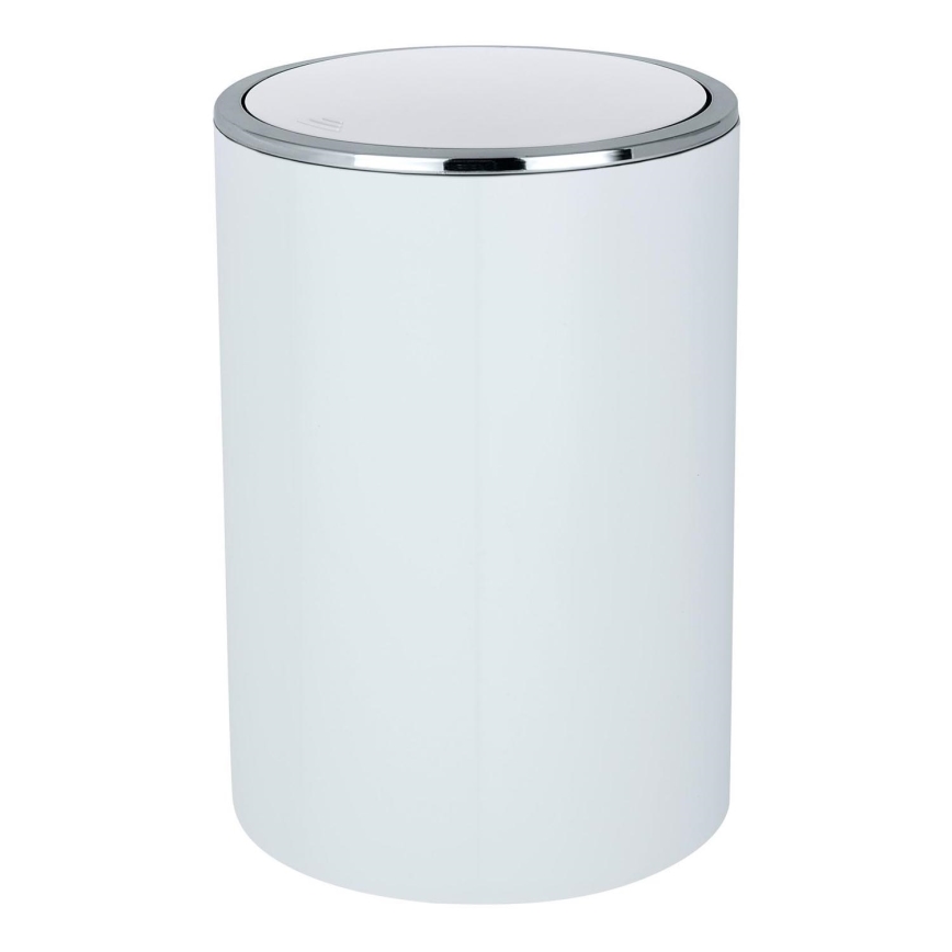 WENKO 22554100 - Poubelle INCA 18,5x25,5 cm blanche/chrome brillant