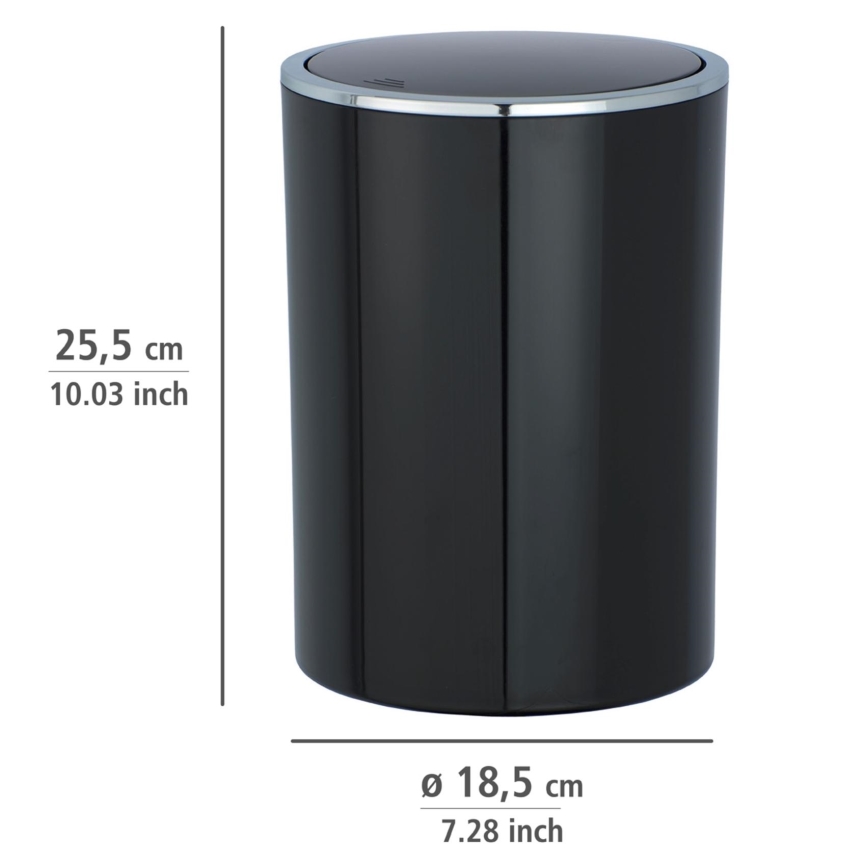 WENKO 22558100 - Corbeille INCA 18,5x25,5 cm noire/chrome brillant