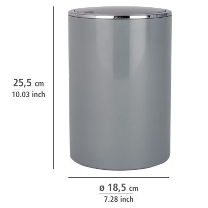 WENKO 22562100 - Poubelle INCA 18,5x25,5 cm gris/chrome brillant
