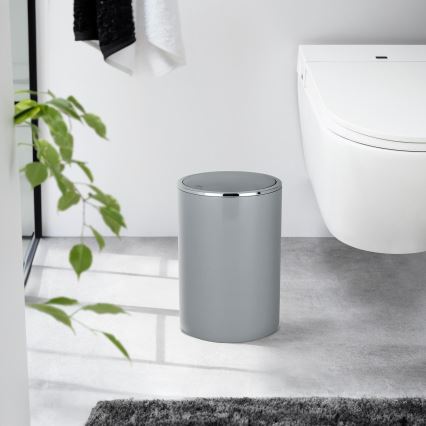 WENKO 22562100 - Poubelle INCA 18,5x25,5 cm gris/chrome brillant