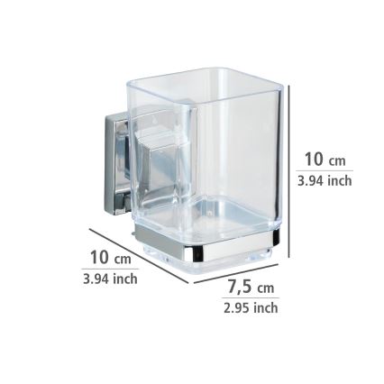 WENKO 22680100 -Gobelet VACUUM-LOC QUADRO ED 7,5x10 cm argenté/brillant chrome/transparent