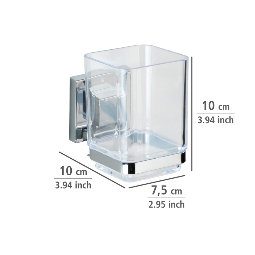 WENKO 22680100 -Gobelet VACUUM-LOC QUADRO ED 7,5x10 cm argenté/brillant chrome/transparent