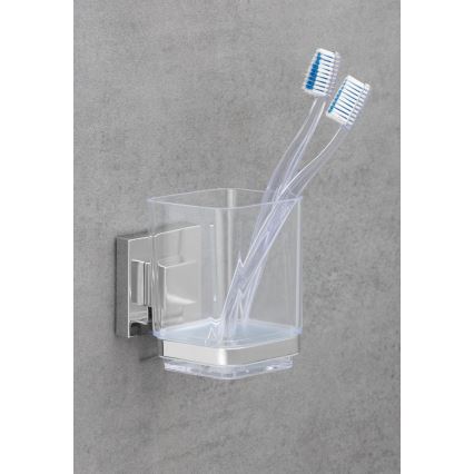 WENKO 22680100 -Gobelet VACUUM-LOC QUADRO ED 7,5x10 cm argenté/brillant chrome/transparent