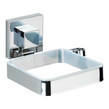 WENKO 22682100 -Support pour sèche-cheveux VACUUM-LOC QUADRO ED 13,5 x 14 cm argenté/chromé