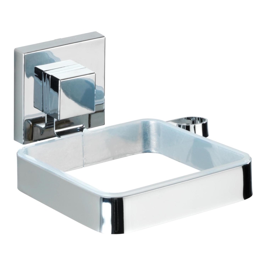 WENKO 22682100 -Support pour sèche-cheveux VACUUM-LOC QUADRO ED 13,5 x 14 cm argenté/chromé