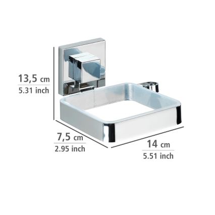 WENKO 22682100 -Support pour sèche-cheveux VACUUM-LOC QUADRO ED 13,5 x 14 cm argenté/chromé