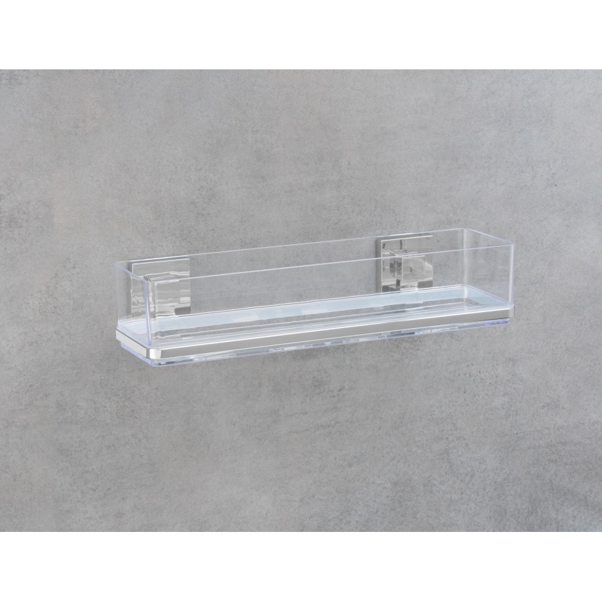 WENKO 22685100-Étagère VACUUM-LOC QUADRO ED 38,5x14,5 cm argenté/chrome brillant