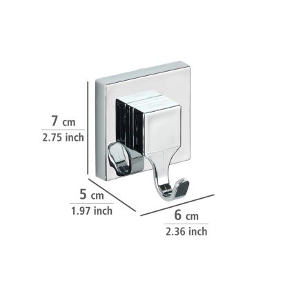 WENKO 22688100-Crochet VACUUM-LOC QUADRO ED 6x7 cm argenté/chrome brillant