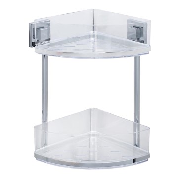 WENKO 22690100-Étagère d'angle VACUUM-LOC QUADRO ED 28x32,5 cm argentée/chrome brillant