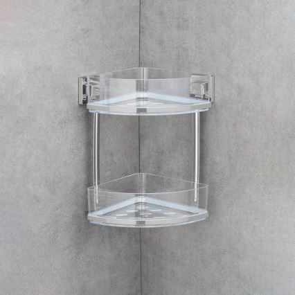 WENKO 22690100-Étagère d'angle VACUUM-LOC QUADRO ED 28x32,5 cm argentée/chrome brillant