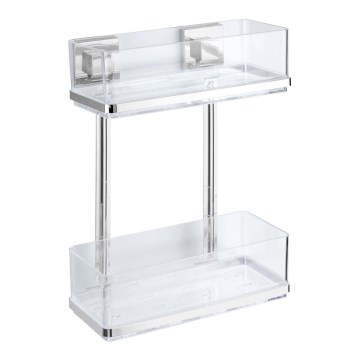 WENKO 22691100-Étagère VACUUM-LOC QUADRO ED 25,5x32,5 cm argentée/chrome brillant/transparente