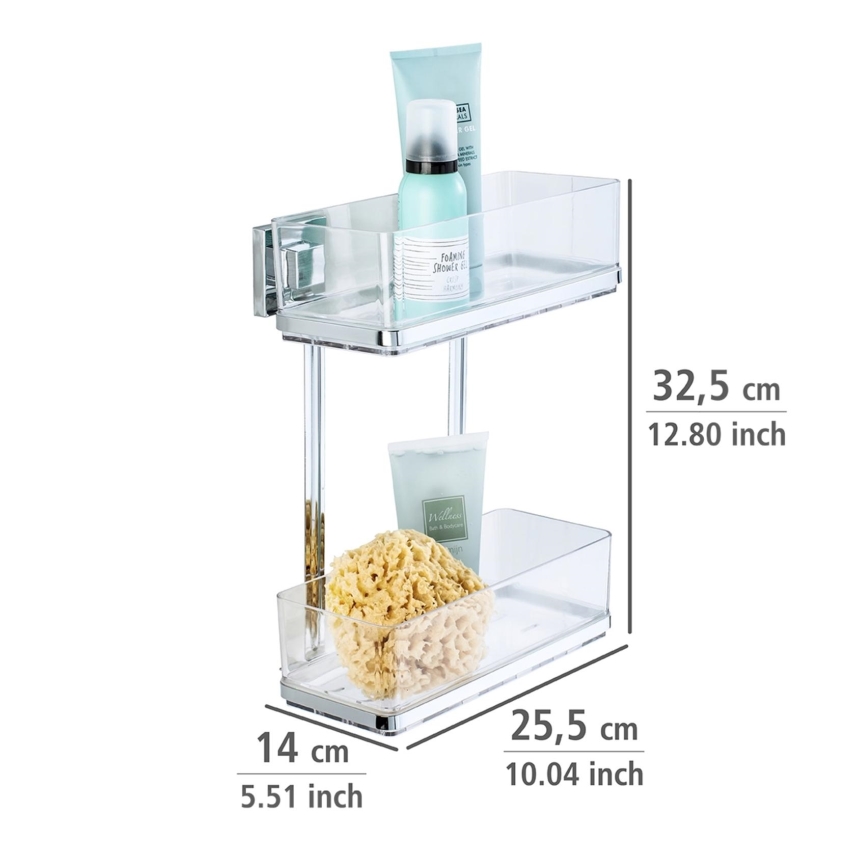 WENKO 22691100-Étagère VACUUM-LOC QUADRO ED 25,5x32,5 cm argentée/chrome brillant/transparente
