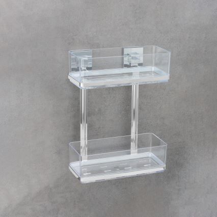 WENKO 22691100-Étagère VACUUM-LOC QUADRO ED 25,5x32,5 cm argentée/chrome brillant/transparente