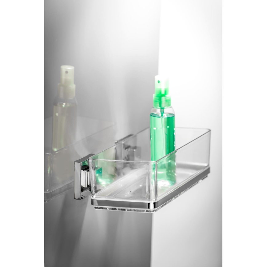 WENKO 22692100-Étagère VACUUM-LOC QUADRO ED 25,5 x 14 cm argenté/transparent
