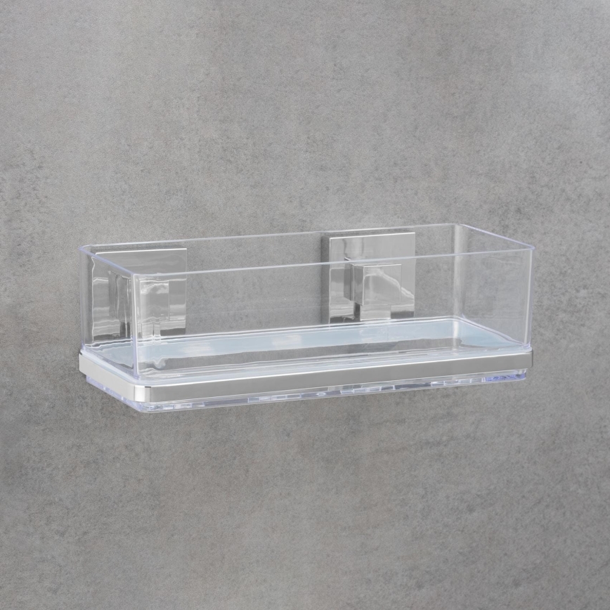 WENKO 22692100-Étagère VACUUM-LOC QUADRO ED 25,5 x 14 cm argenté/transparent