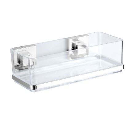 WENKO 22692100-Étagère VACUUM-LOC QUADRO ED 25,5 x 14 cm argenté/transparent
