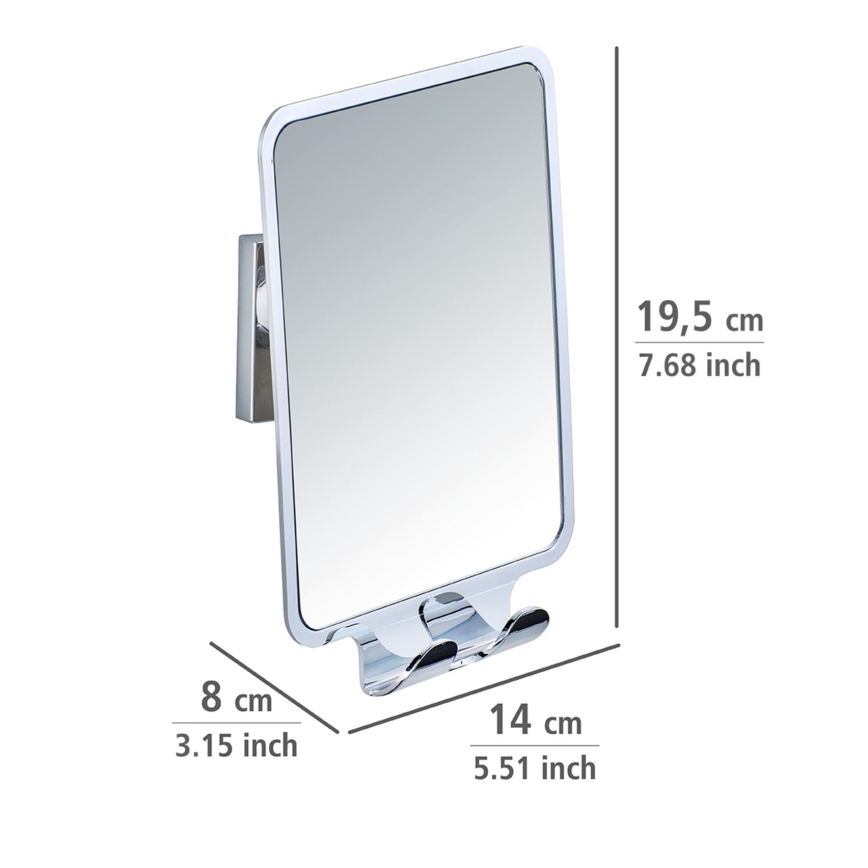 WENKO 22693100 - Miroir cosmétique VACUUM-LOC QUADRO ED 14x19,5 cm chromé brillant