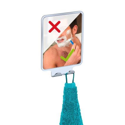 WENKO 22693100 - Miroir cosmétique VACUUM-LOC QUADRO ED 14x19,5 cm chromé brillant