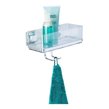 WENKO 22694100 - Étagère VACUUM-LOC QUADRO ED 25,5 x 15 cm, argentée / chrome brillant / transparente
