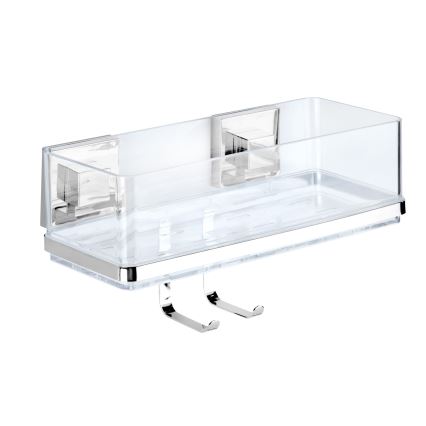 WENKO 22694100 - Étagère VACUUM-LOC QUADRO ED 25,5 x 15 cm, argentée / chrome brillant / transparente