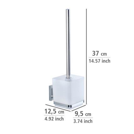 WENKO 22695100-WC Brosse WC VACUUM-LOC QUADRO ED 9,5x37 cm argentée/chrome brillant/transparente