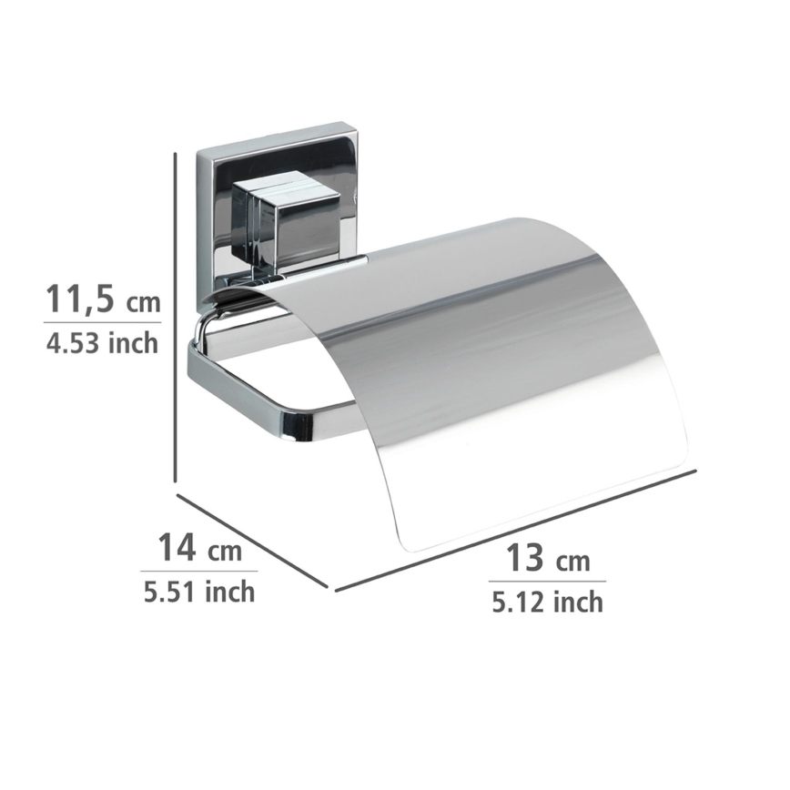 WENKO 22696100-Porte-papier toilette VACUUM-LOC QUADRO ED 13x14 cm chromé brillant