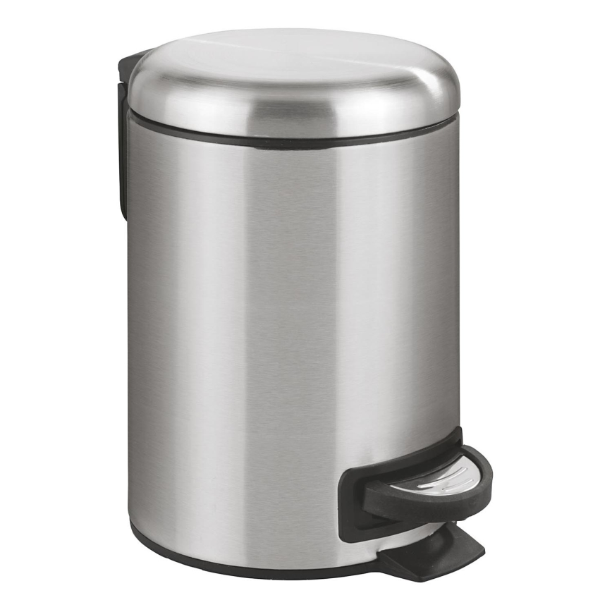 WENKO 22702100 - Poubelle LEMAN 17x25 cm inox/satiné/noir