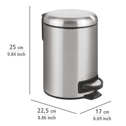 WENKO 22702100 - Poubelle LEMAN 17x25 cm inox/satiné/noir