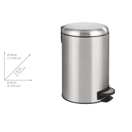 WENKO 22703100 - Poubelle LEMAN 25x38 cm inox satiné/noir