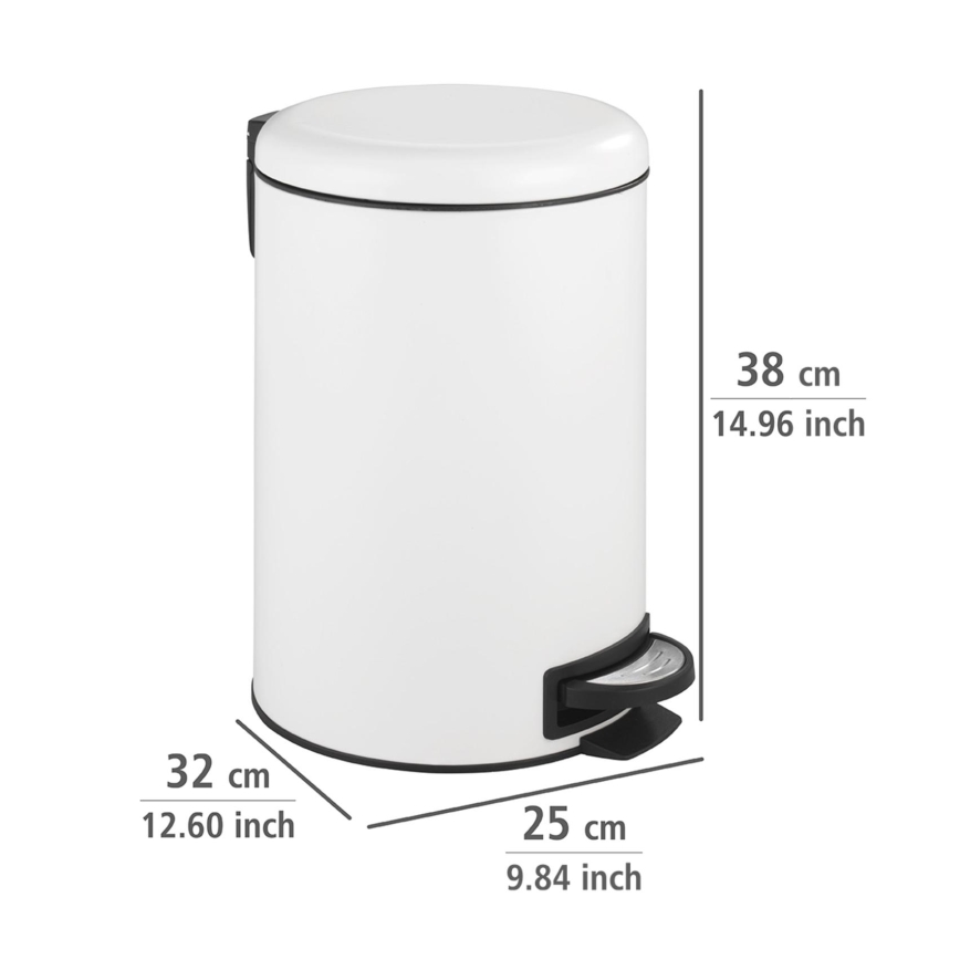 WENKO 22707100 - Poubelle LEMAN 25 x 38 cm blanc/noir