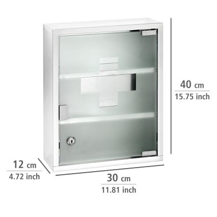 WENKO 22924100 - Armoire à pharmacie 30x40 cm en inox, finition argentée