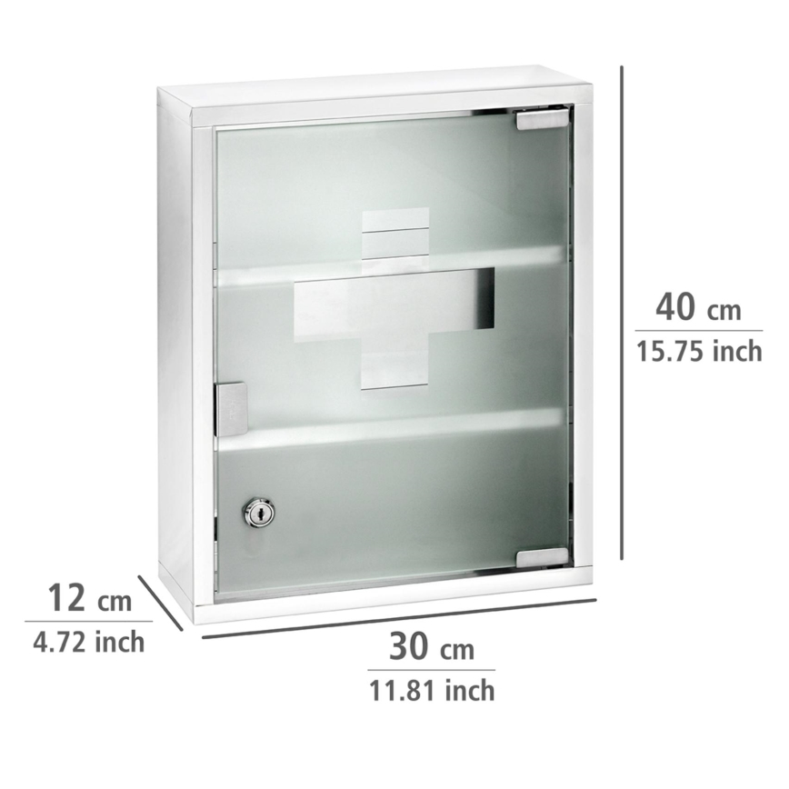 WENKO 22924100 - Armoire à pharmacie 30x40 cm en inox, finition argentée