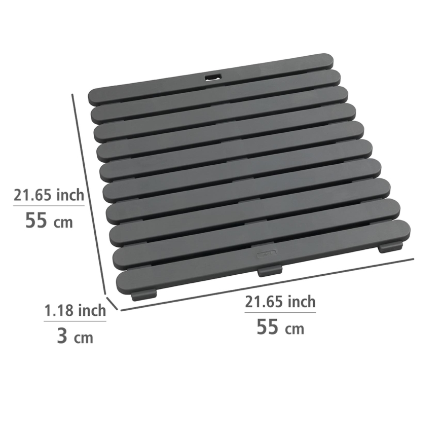 WENKO 22947100-Tapis de douche INTÉRIEUR & EXTÉRIEUR 55x55 cm gris