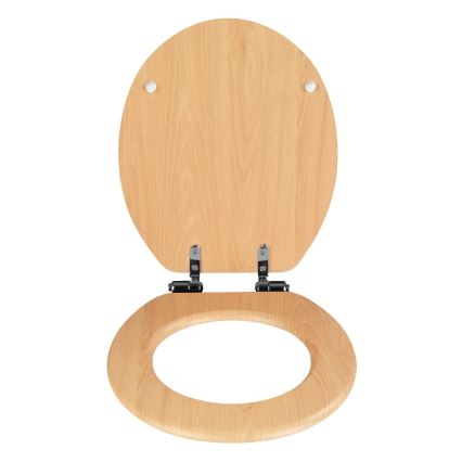 WENKO 22979100-WC Siège WC Hêtre naturel 35,5 x 42,5 cm marron/argenté